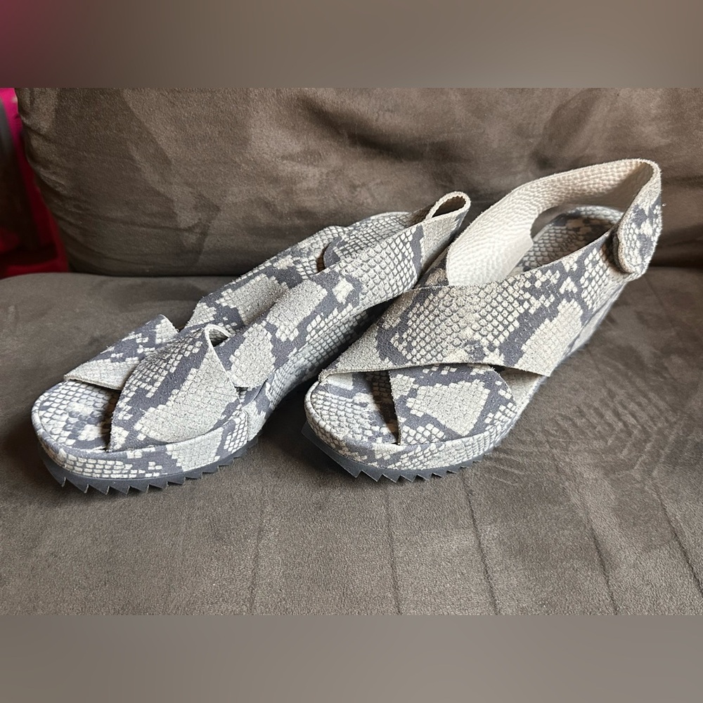Pedro Garcia Gray Snakeskin Sandals